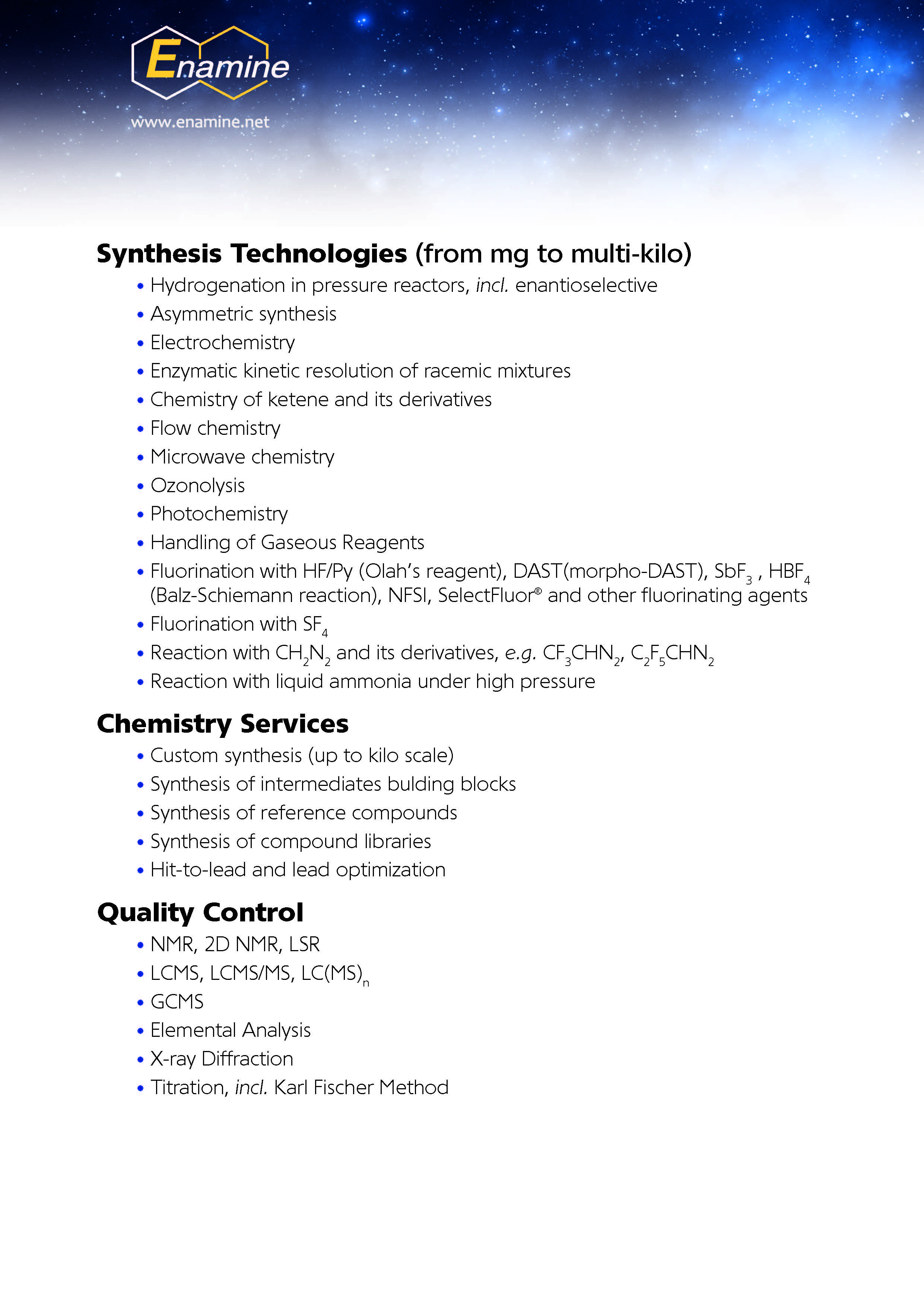 乌克兰化工公司Enamine Ltd 