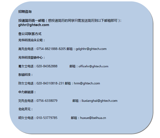 广东光华科技股份有限公司 招聘简章 